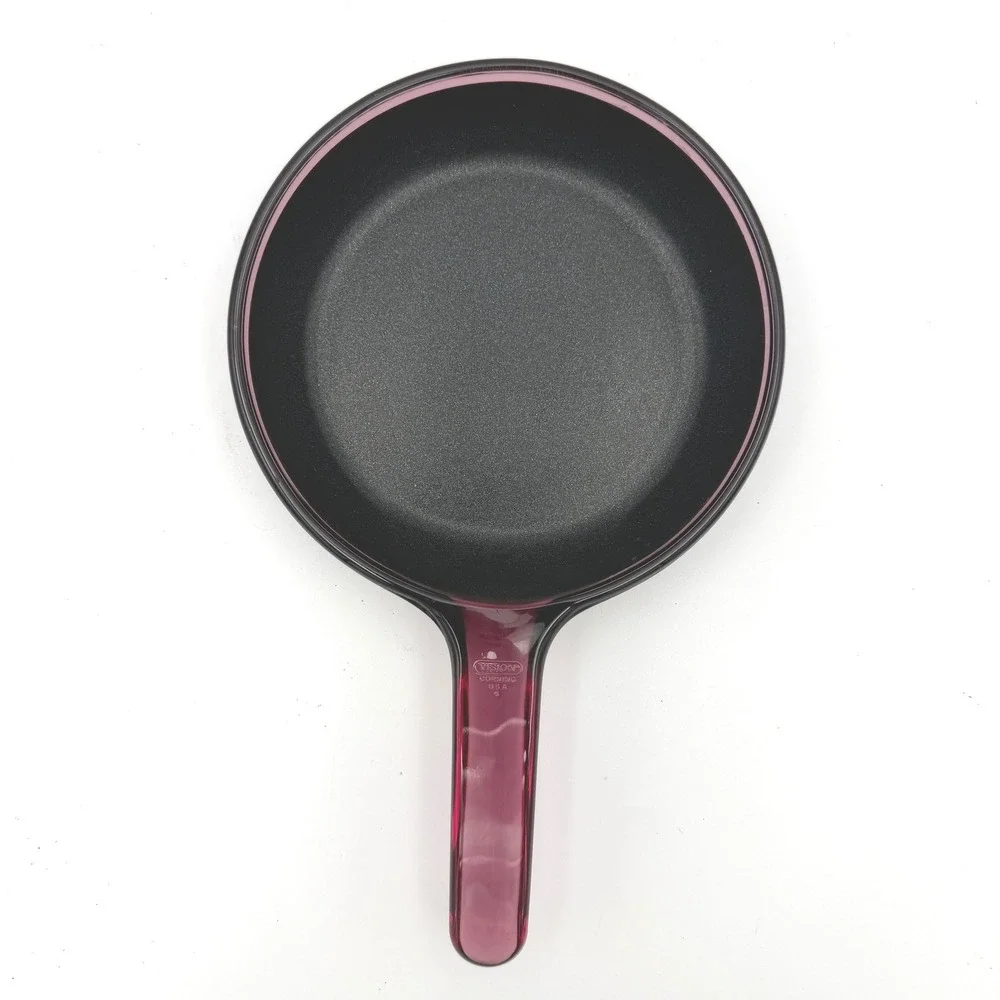 Visions Corning Skillet 7 Inch Cranberry‎ Purple Non-Stick Glass Ceramic No Lid